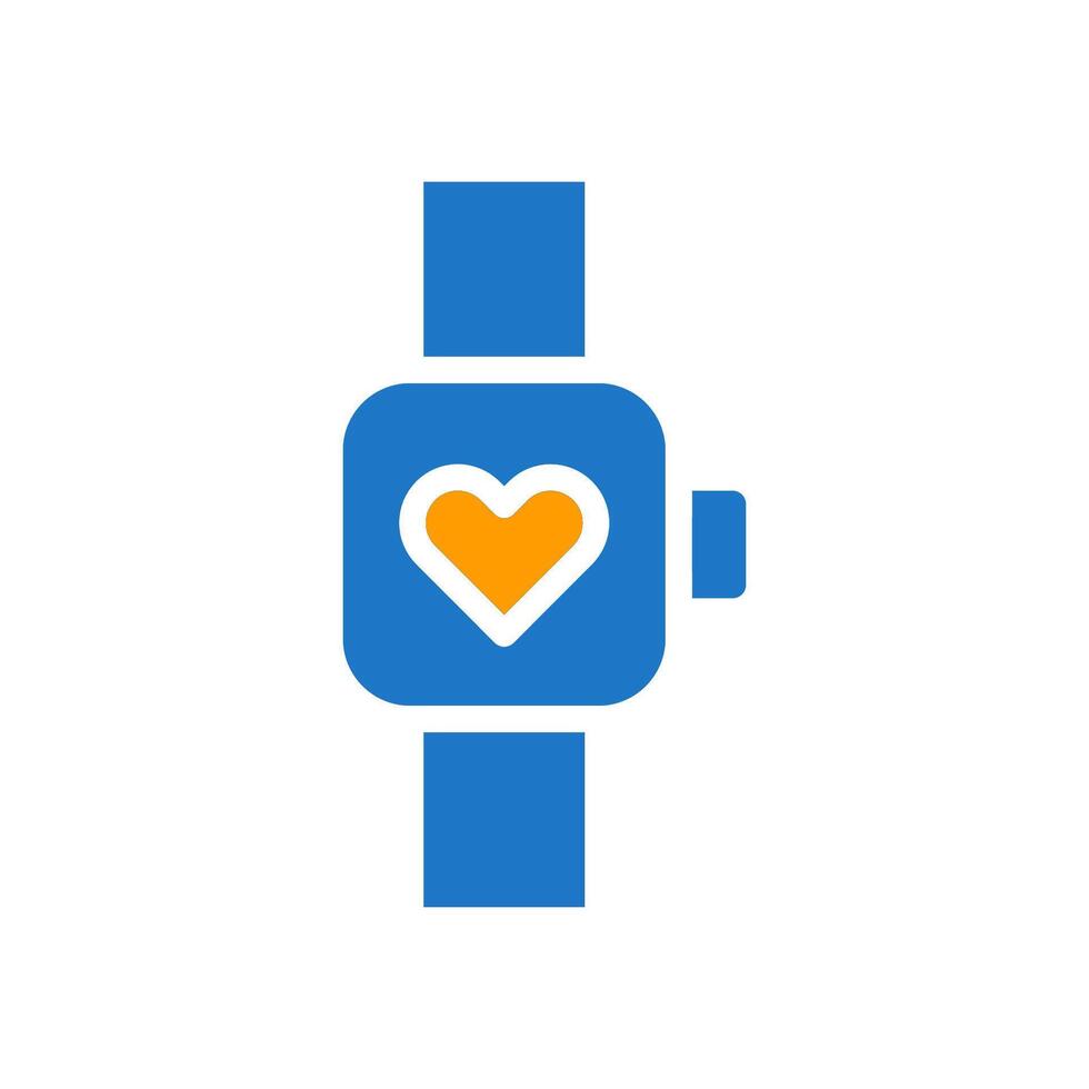 Smartwatch love icon solid blue orange style valentine illustration symbol perfect. vector