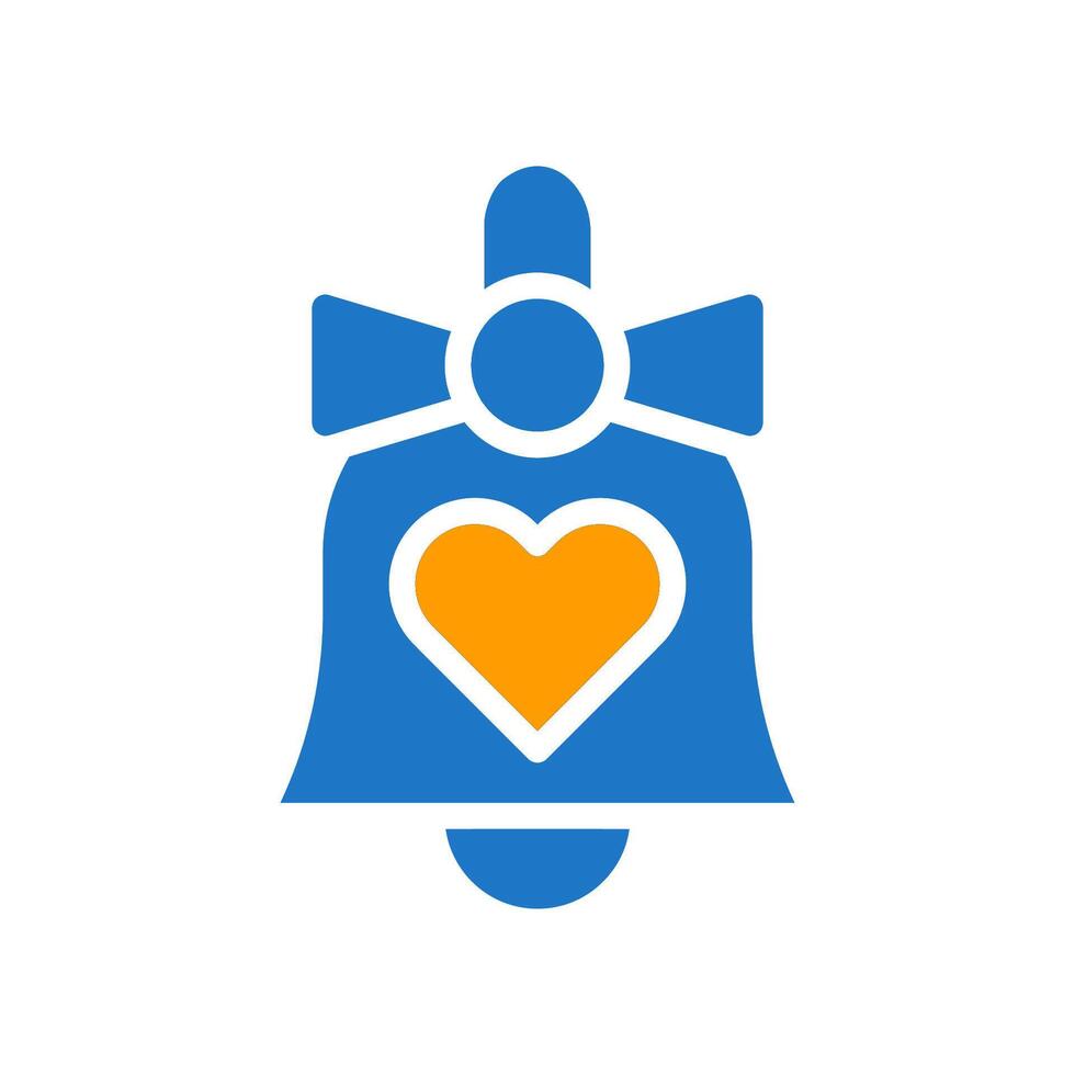 Bell love icon solid blue orange style valentine illustration symbol perfect. vector