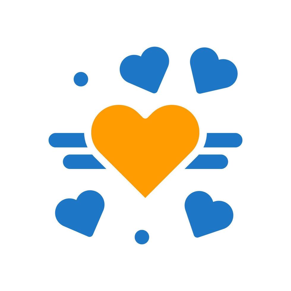 Decoration love icon solid blue orange style valentine illustration symbol perfect. vector