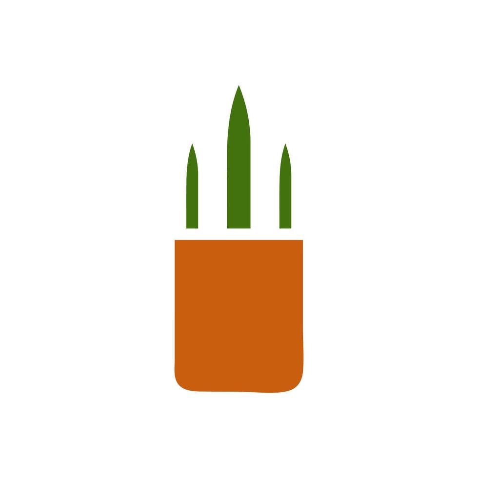 Plant icon solid brown green colour symbol illustration. vector