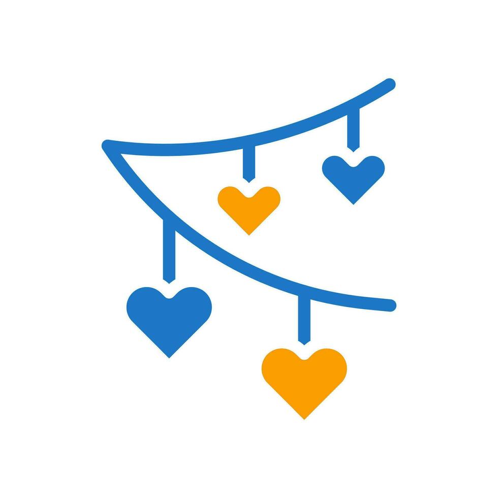 Decoration love icon solid blue orange style valentine illustration symbol perfect. vector