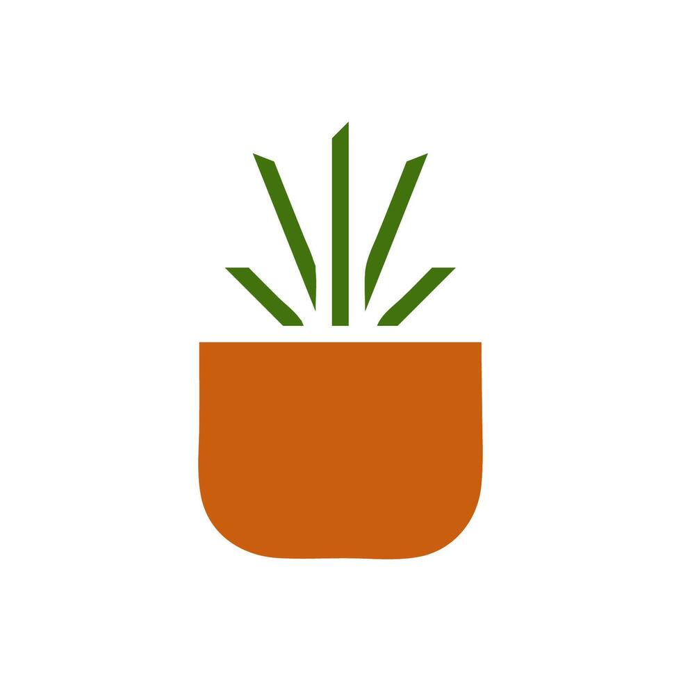 Plant icon solid brown green colour symbol illustration. vector