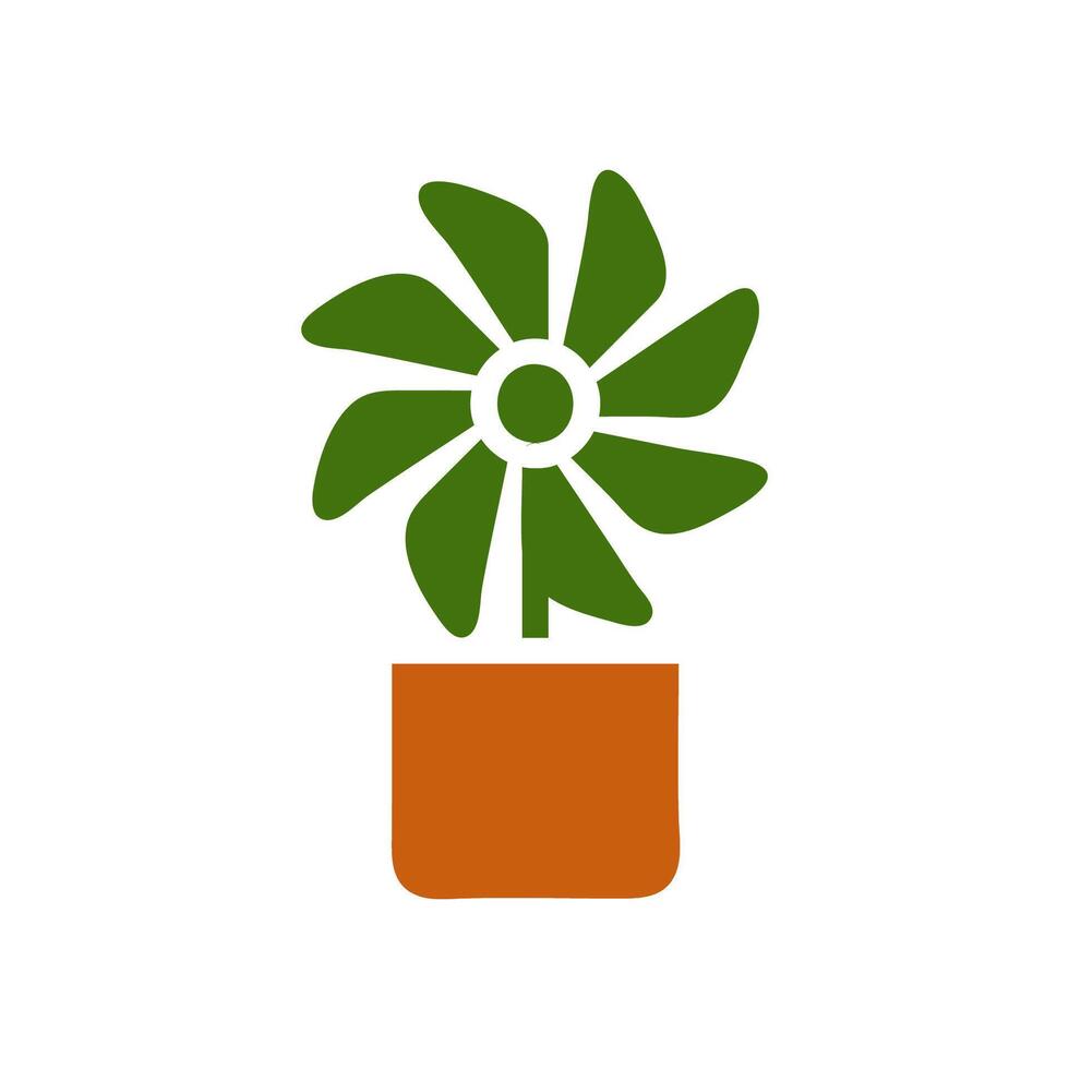 Plant icon solid brown green colour symbol illustration. vector