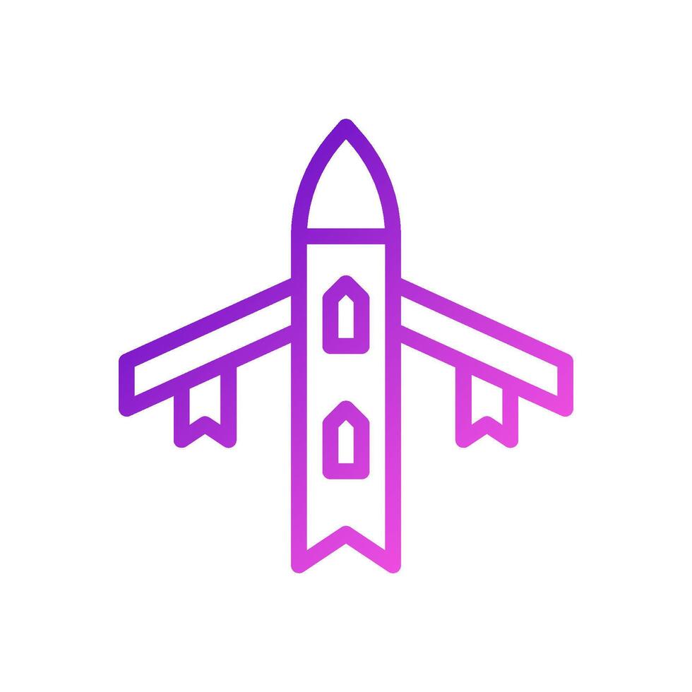 Airplane icon gradient purple pink colour military symbol perfect. vector