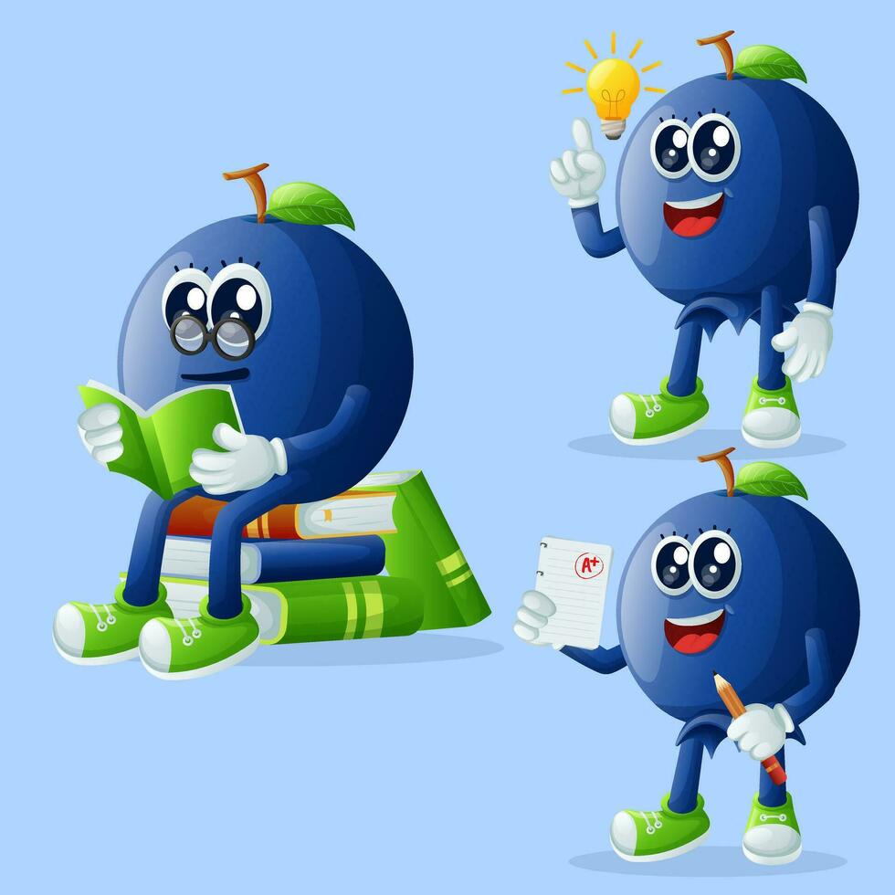 Cute blueberry characters being clever vector