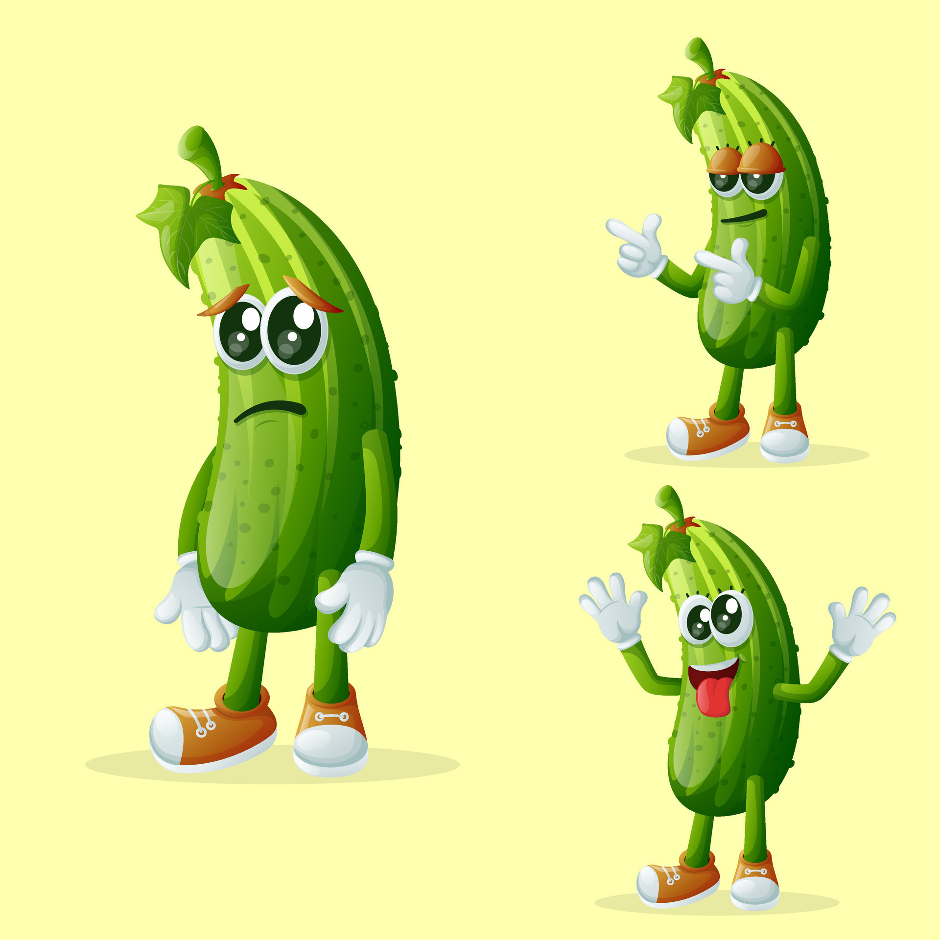 Cute cucumber characters with different facial expressions 25551322