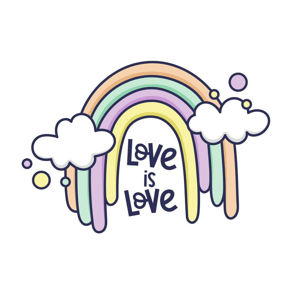 Rainbow doodle  lettering saying with rainbow. Inspiring Motivational quotes vector