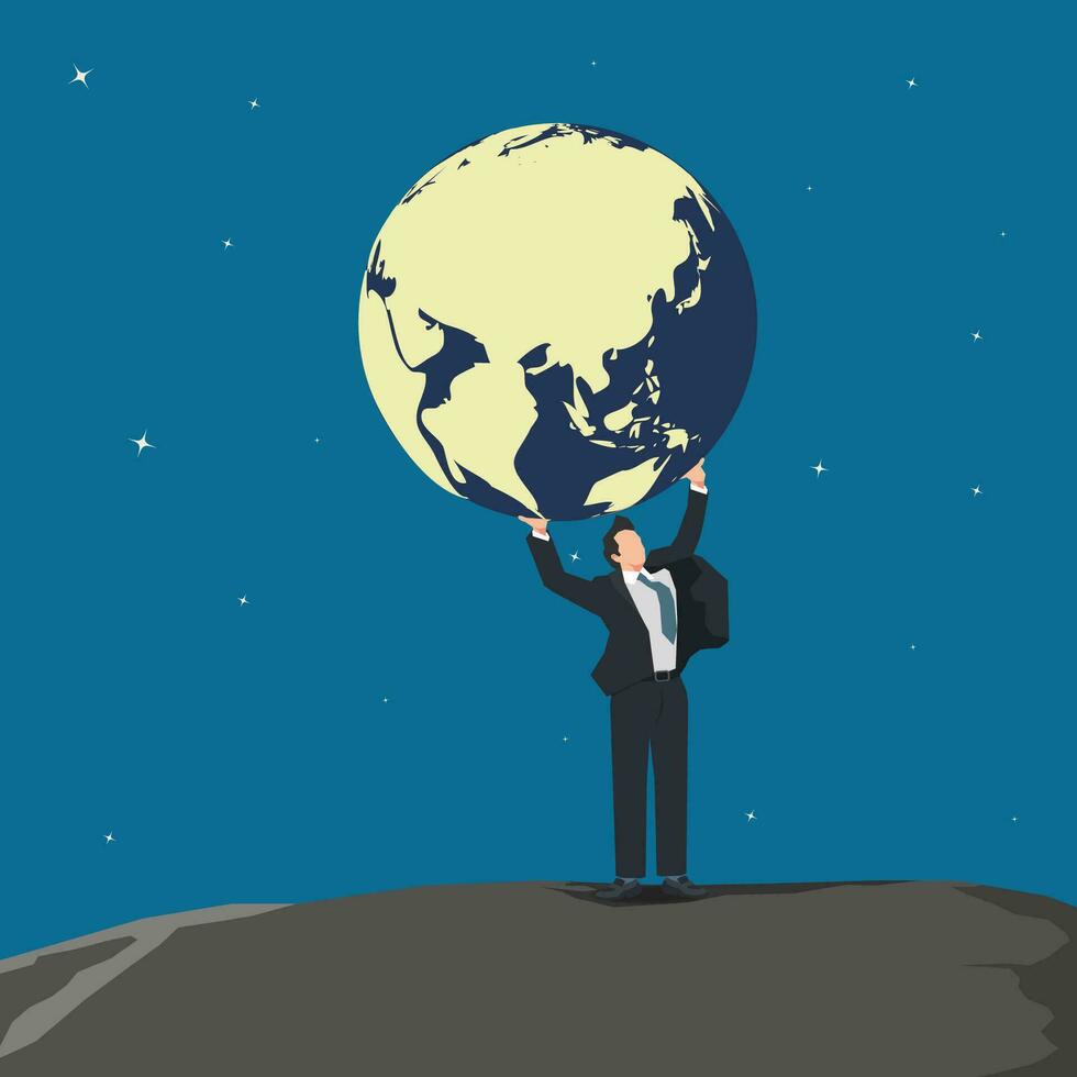 Businessman lift the globe. Expand business concept design vector illustration