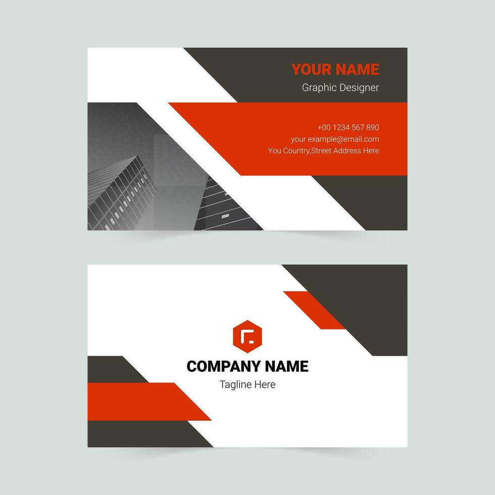 Black and red business card template vector