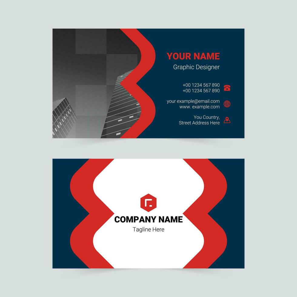 Black and red simple business card template vector