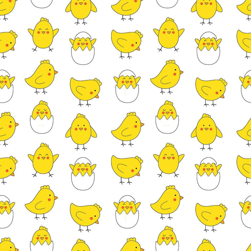Seamless pattern with cute Easter chicks. Easter textile. vector