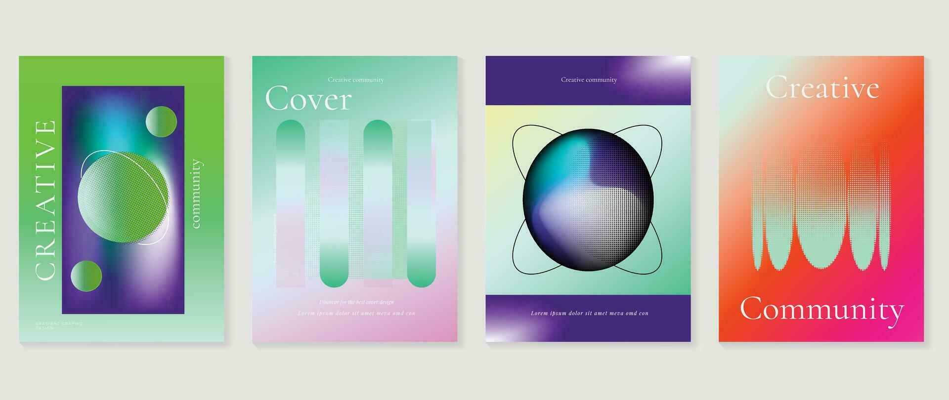 Modern banner design background. Abstract gradient graphic with vibrant gradient mesh, halftone. Aesthetic business cards collection illustration for flyer, brochure, invitation, social media, poster. vector