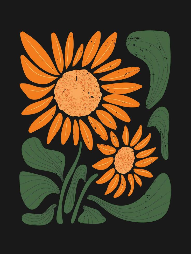 resumen botánico Arte antecedentes vector. natural mano dibujado modelo diseño con flores, hojas, sucursales. sencillo contemporáneo estilo ilustrado diseño para tela, imprimir, cubrir, bandera, fondo de pantalla. vector