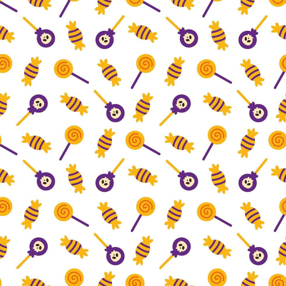 Halloween seamless pattern with cute lollipops. vector