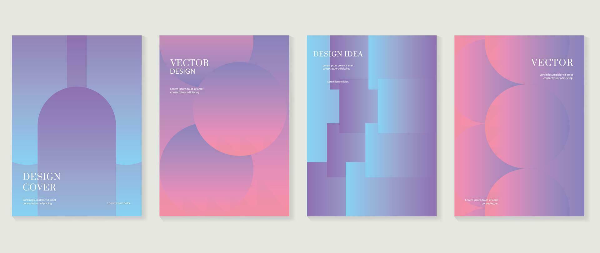 Gradient design background cover set. Abstract gradient graphic with geometric shapes, circles, squares. Futuristic business cards collection illustration for flyer, brochure, invitation, media. vector