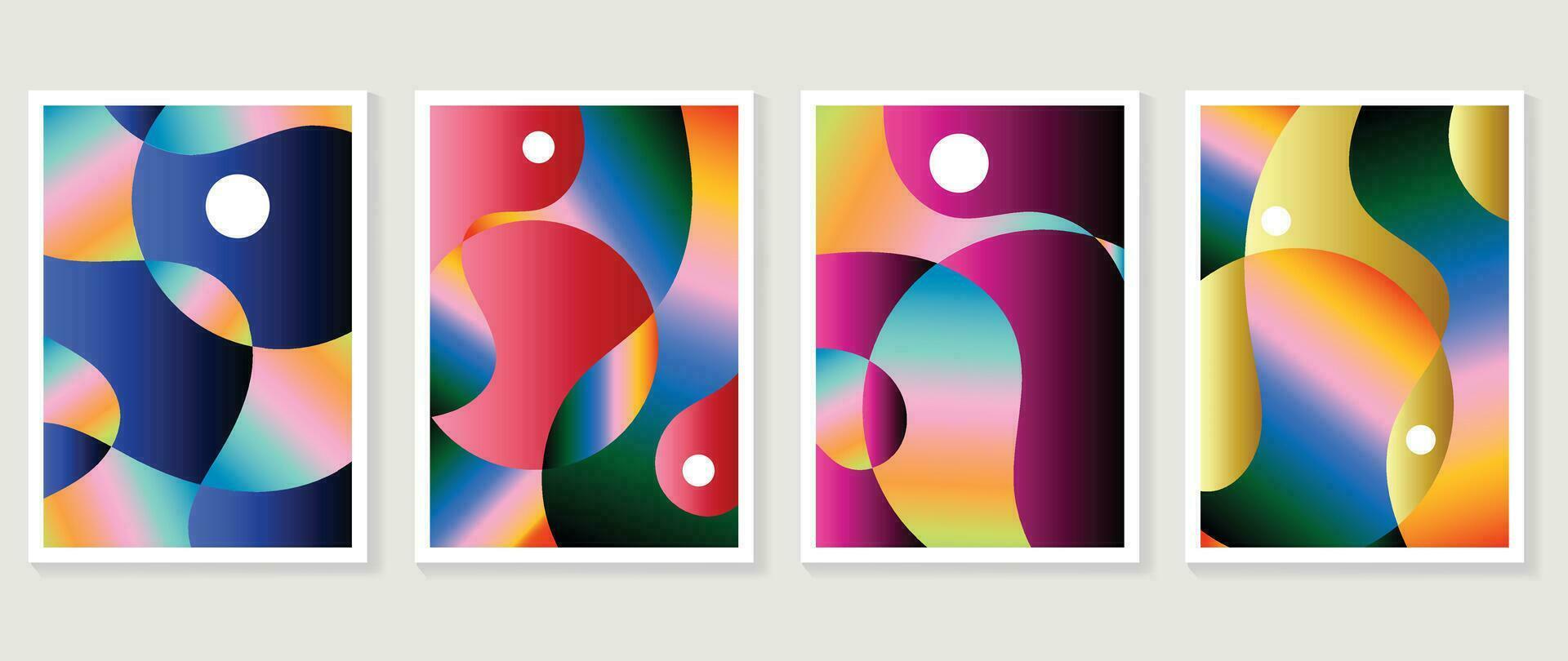 Gradient design background wall art set. Abstract gradient graphic with  geometric shapes, circle. Futuristic business cards collection illustration for flyer, brochure, invitation, media. vector