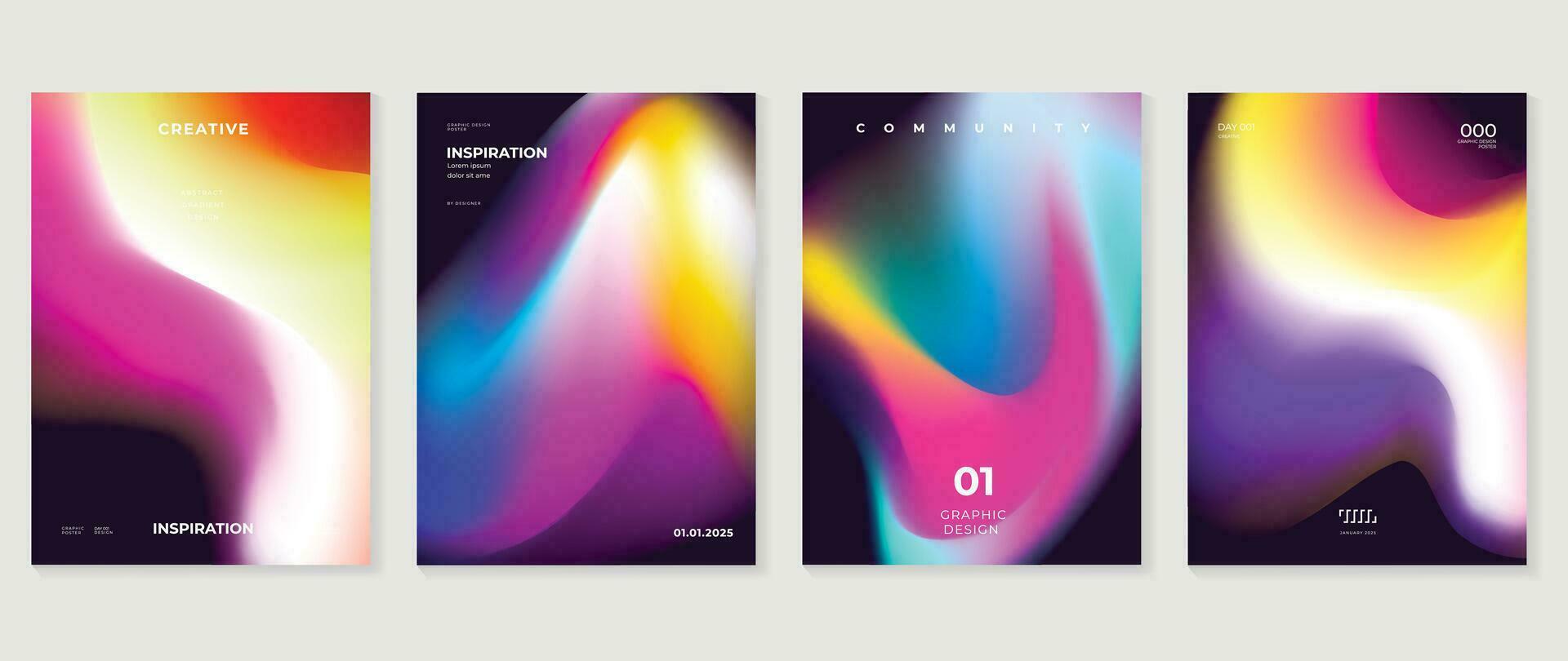 Gradient banner design background. Abstract gradient graphic with vibrant liquid gradient mesh. Futuristic business cards collection illustration for flyer, brochure, invitation, social media. vector
