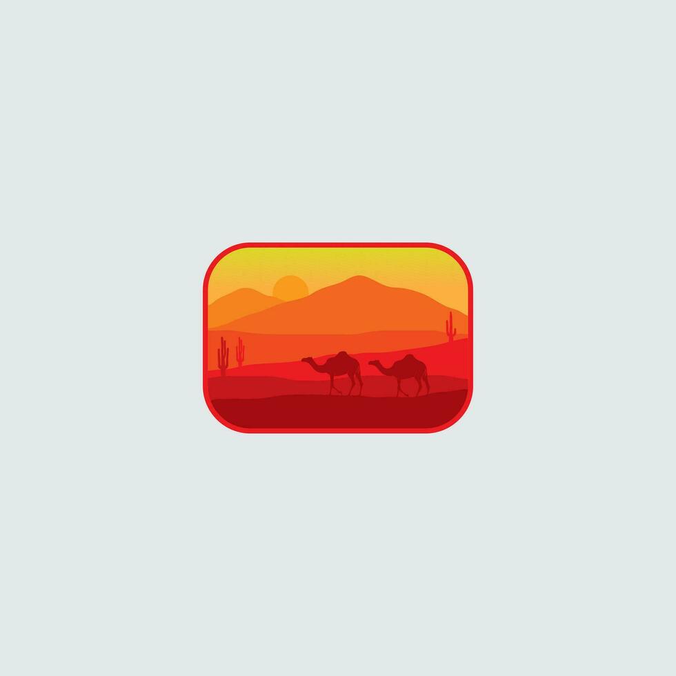 Vector illustration of desert with minimalistic design.
