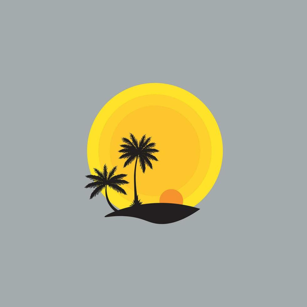 Beach illustration with minimalistic design vector