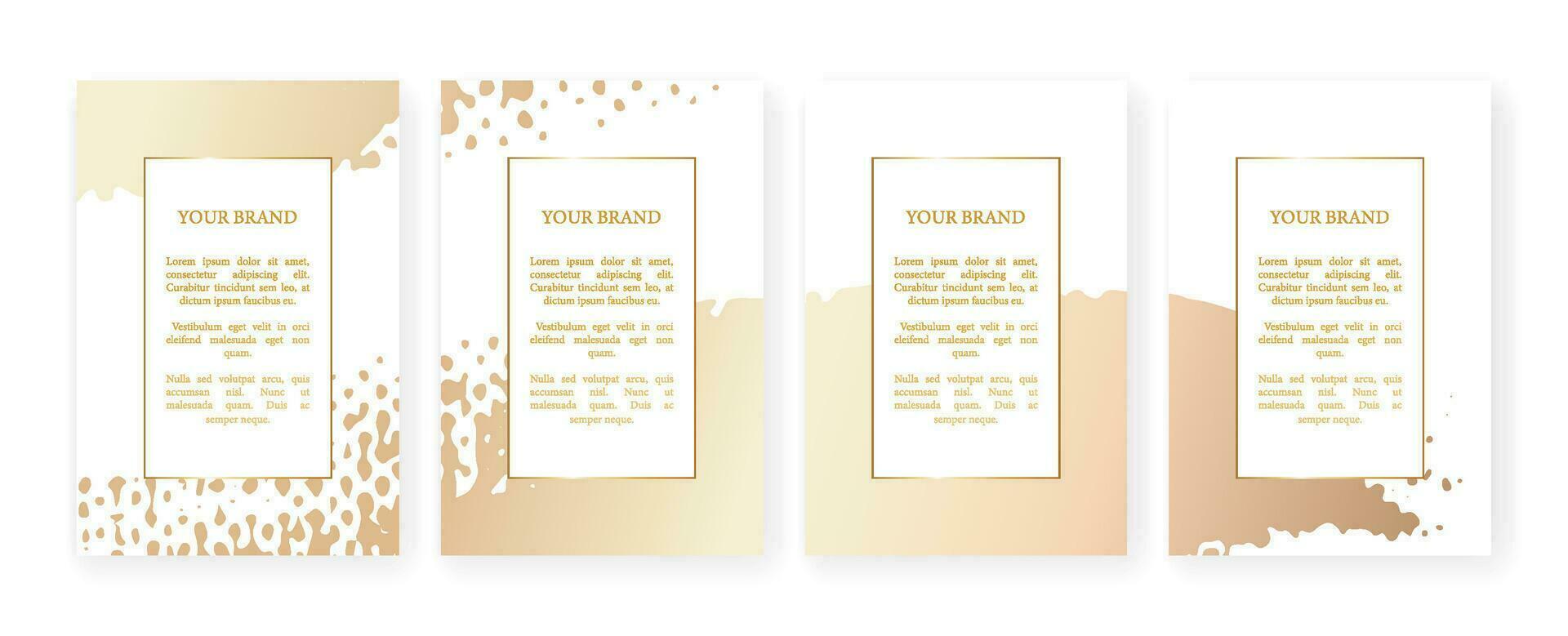 Set of luxury banners. Creative drawing with a gold brush stroke, a drop of paint on a white background. Luxury art vector collection for flyer, poster, notepad, brochure template