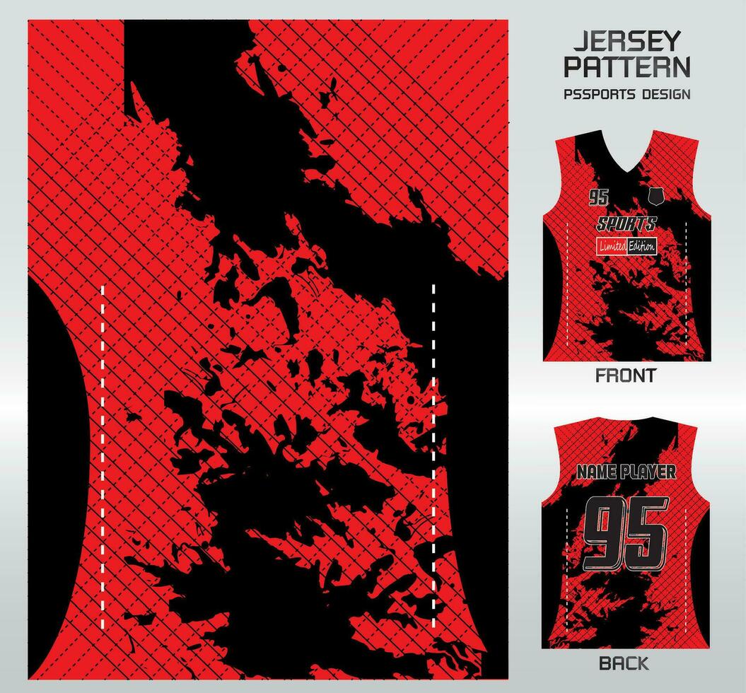 Pattern vector sports shirt background image.Black and Red Islands Map pattern design, illustration, textile background for sports t-shirt, football jersey shirt