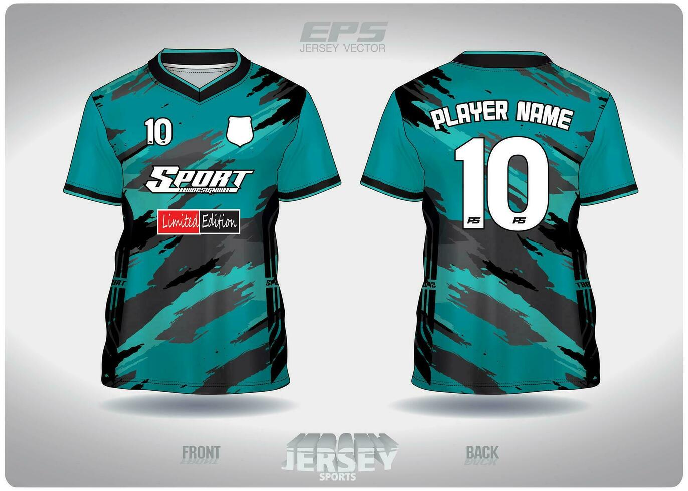 EPS jersey sports shirt vector.Green and black labeling pattern