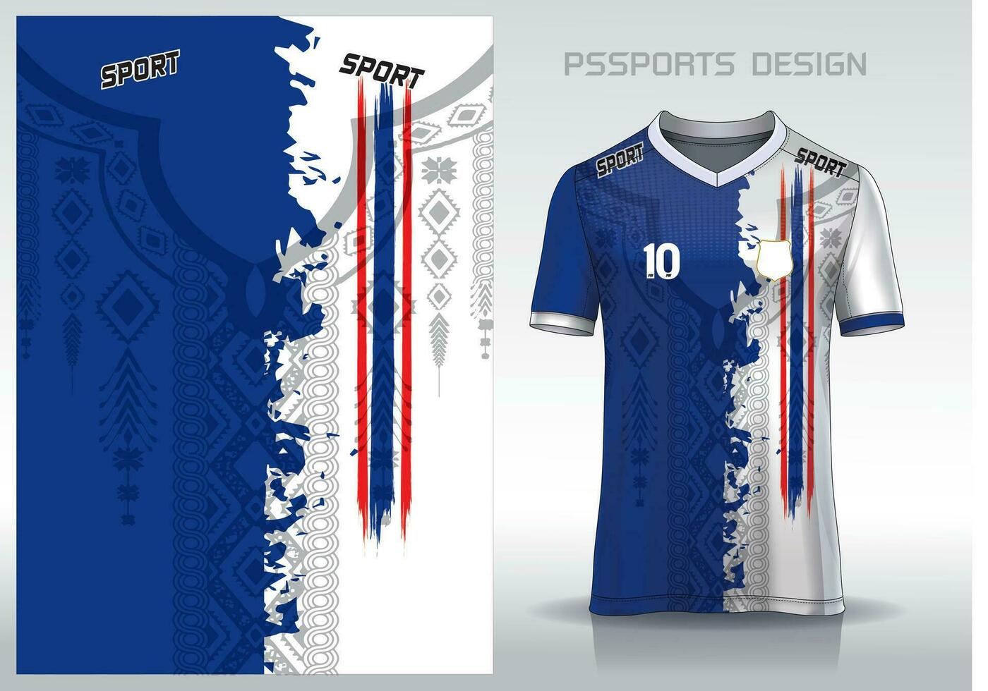 Pattern design, illustration, textile background for sports t-shirt, football jersey shirt mockup for football club. consistent front view vector