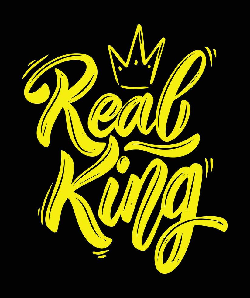 Real King lettering with a crown vector template for t-shirt.