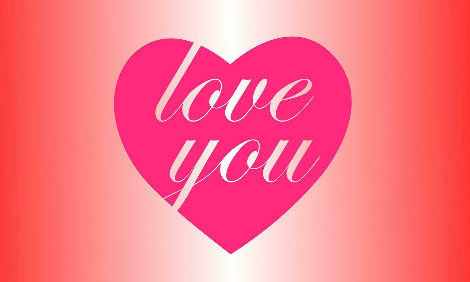 Messages love you on heart shape showing love and passion. Pink heart with text on shiny red background. vector