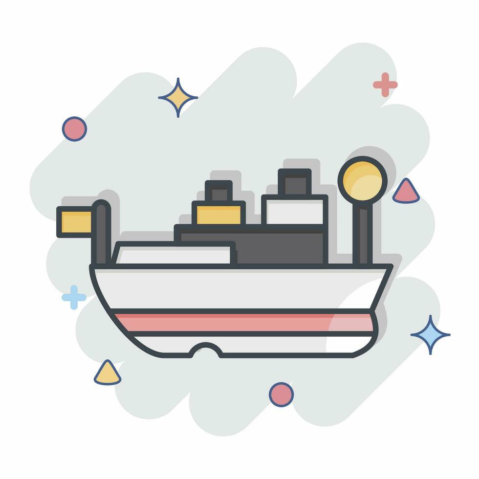 Icon USS Missouri. related to Hawaii symbol. comic style. simple design editable. vector