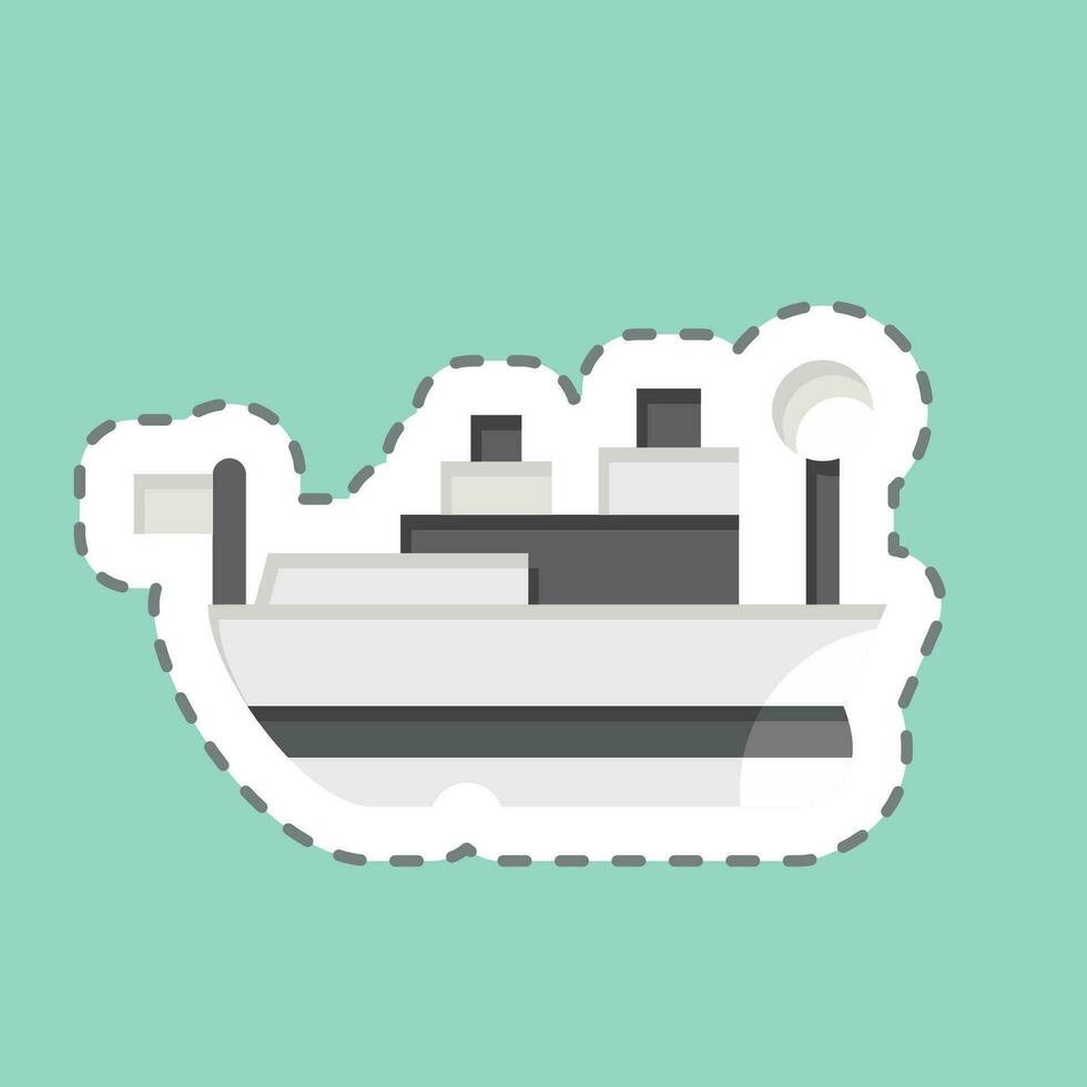 Sticker line cut USS Missouri. related to Hawaii symbol. simple design editable. vector