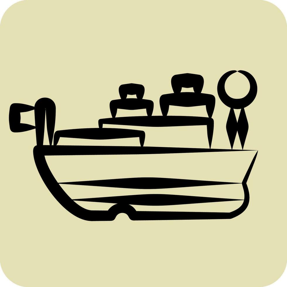 Icon USS Missouri. related to Hawaii symbol. hand drawn style. simple design editable. vector