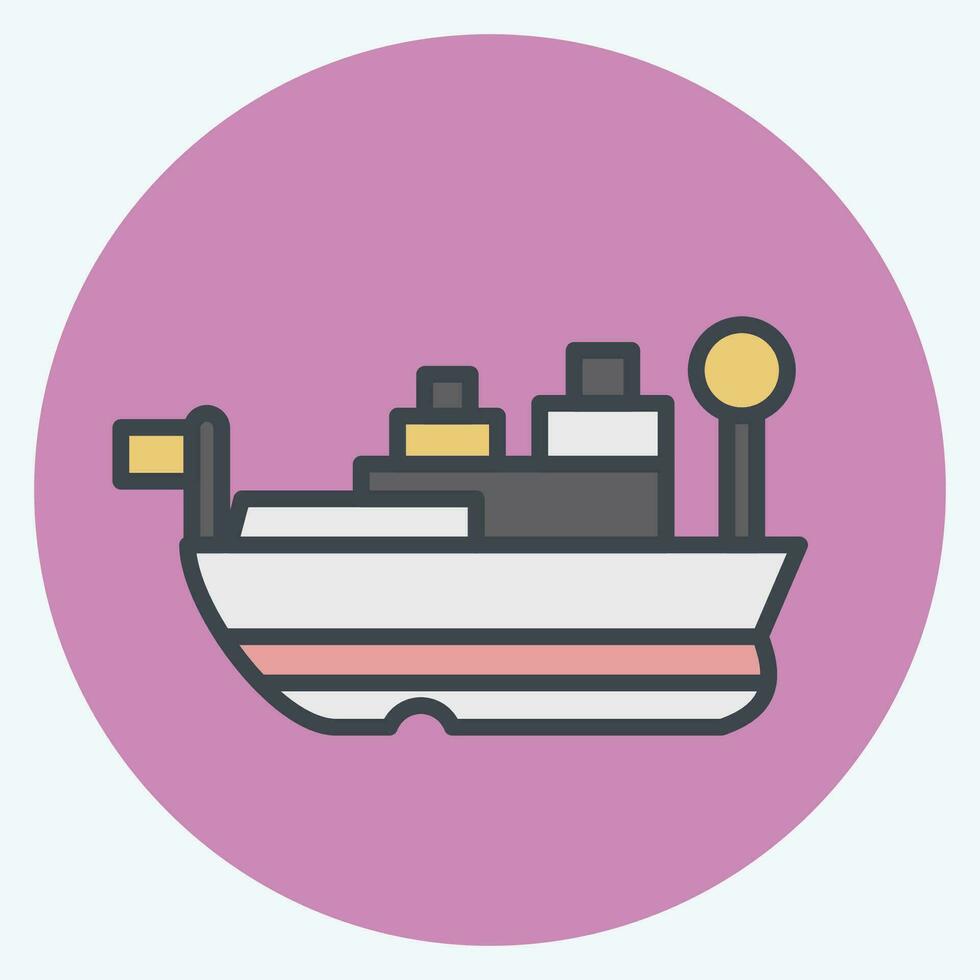 Icon USS Missouri. related to Hawaii symbol. color mate style. simple design editable. vector
