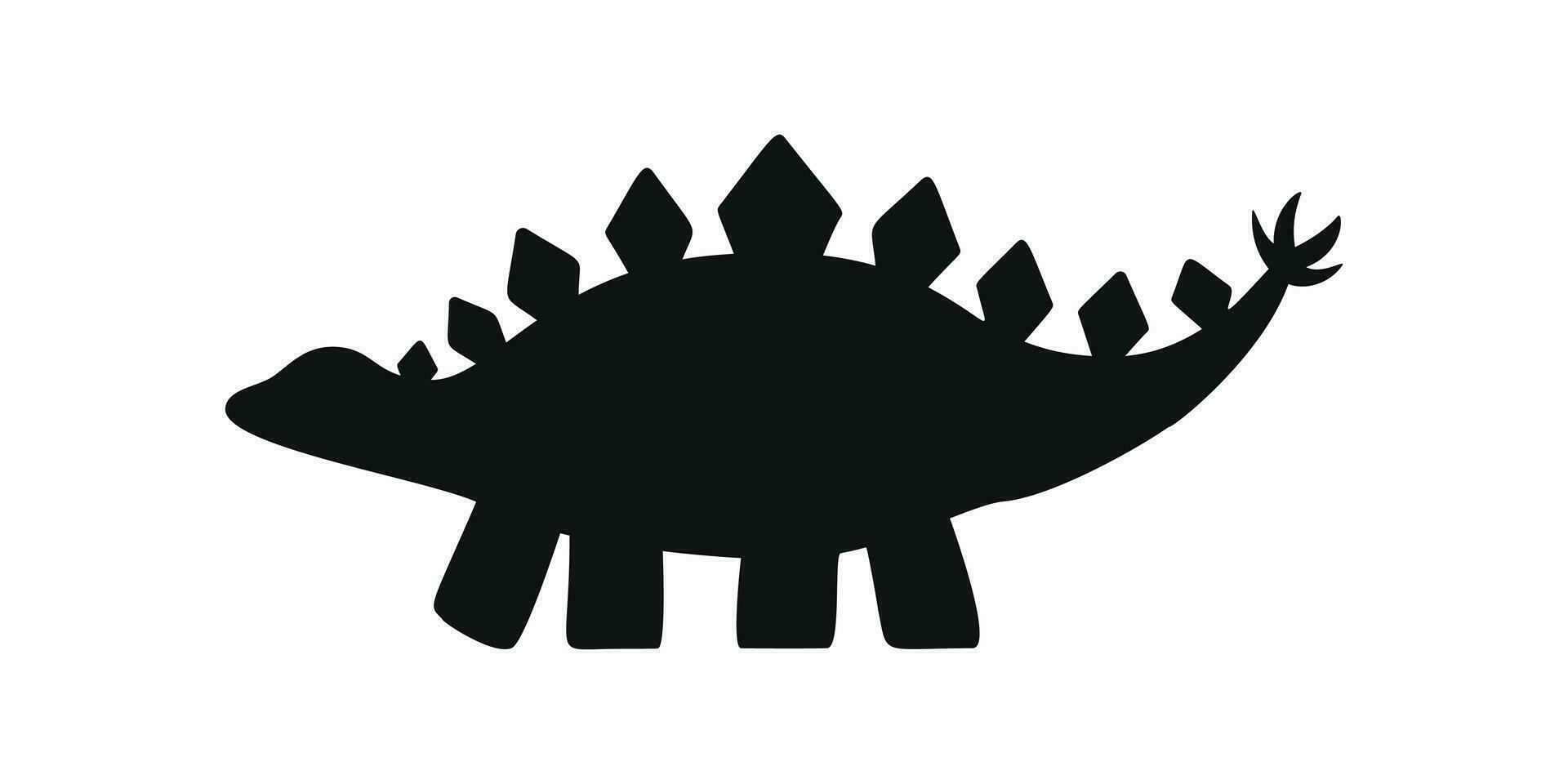 Flat vector silhouette illustration of stegosaurus dinosaur