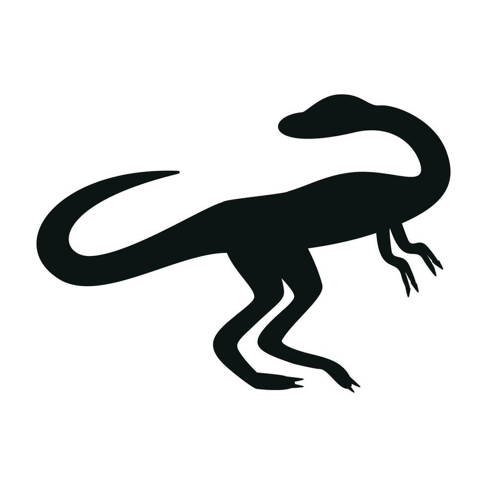 Flat vector silhouette illustration of coelophysis dinosaur