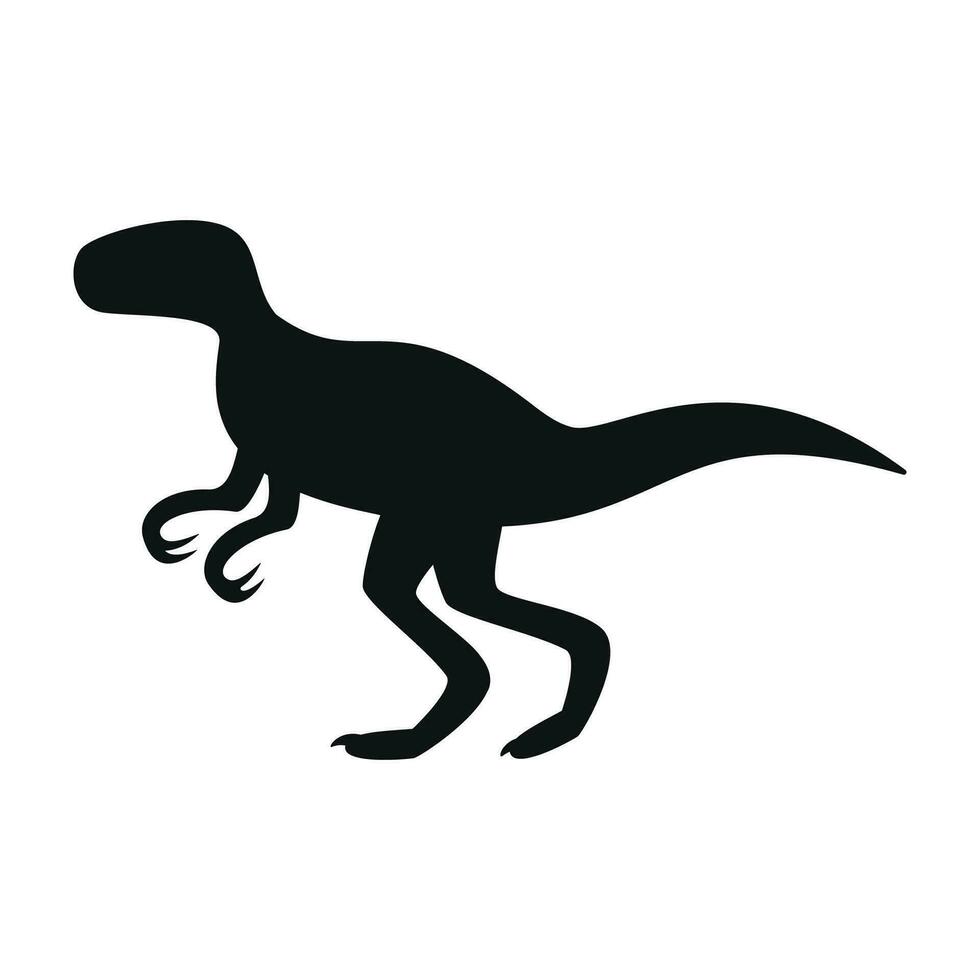 Flat vector silhouette illustration of velociraptor dinosaur