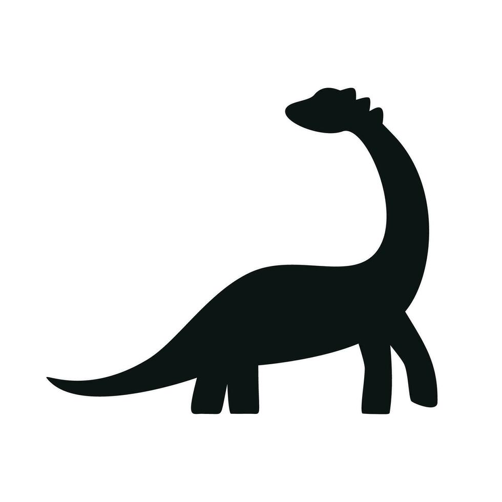 Flat vector silhouette illustration of brachiosaurus dinosaur