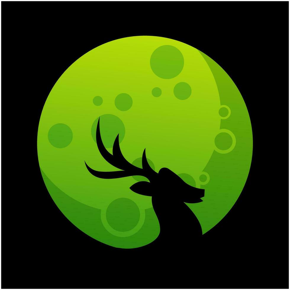 deer and moon logo design vector