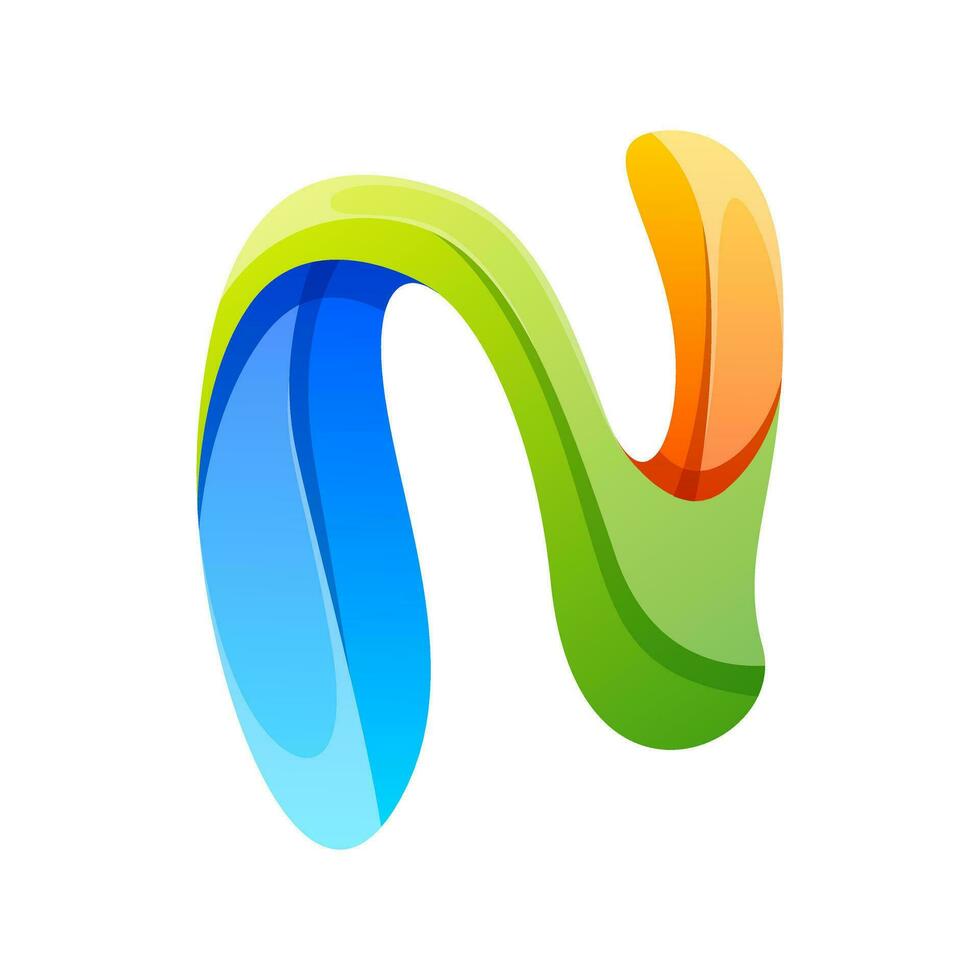 colorful letter N gradient logo design vector