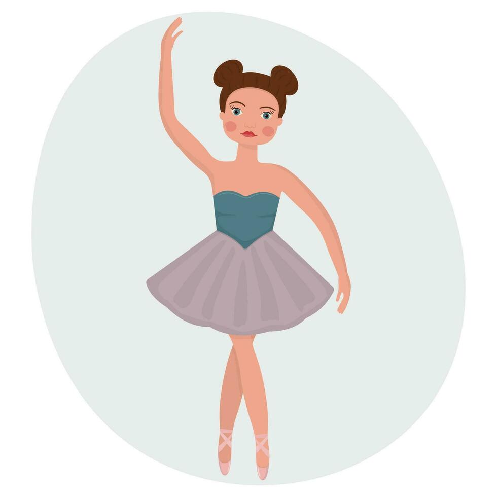 bailarina muñeca. un niña en un tutu y pointe Zapatos es baile. vector ilustración.