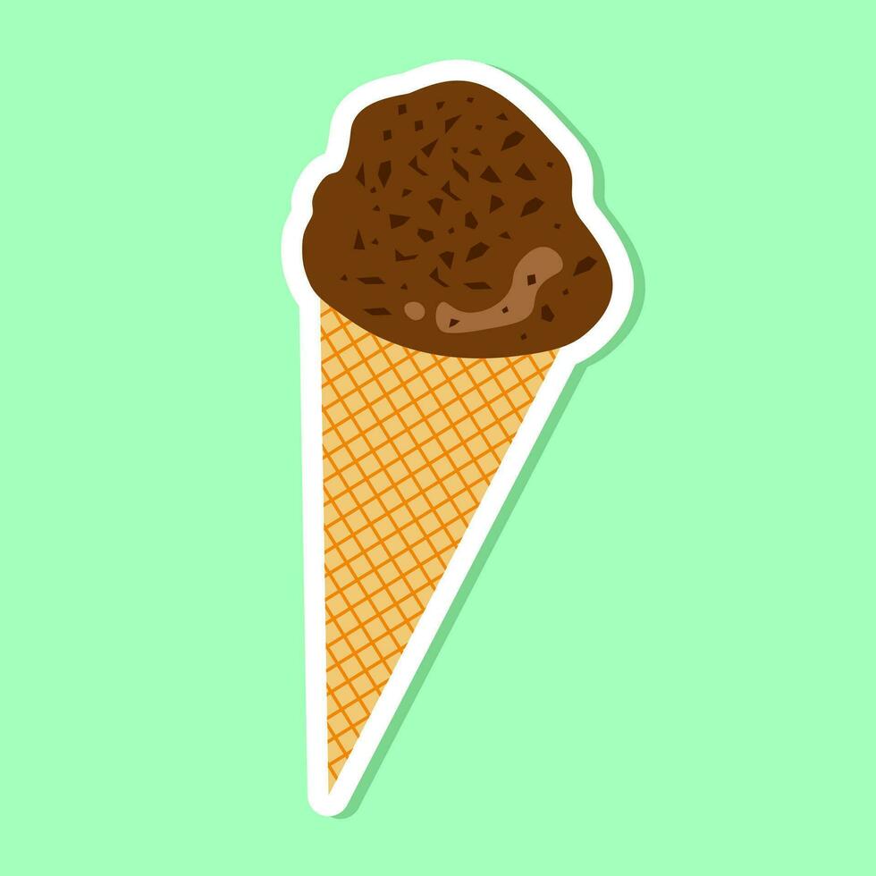 Cute ice cream sticker illustration vector