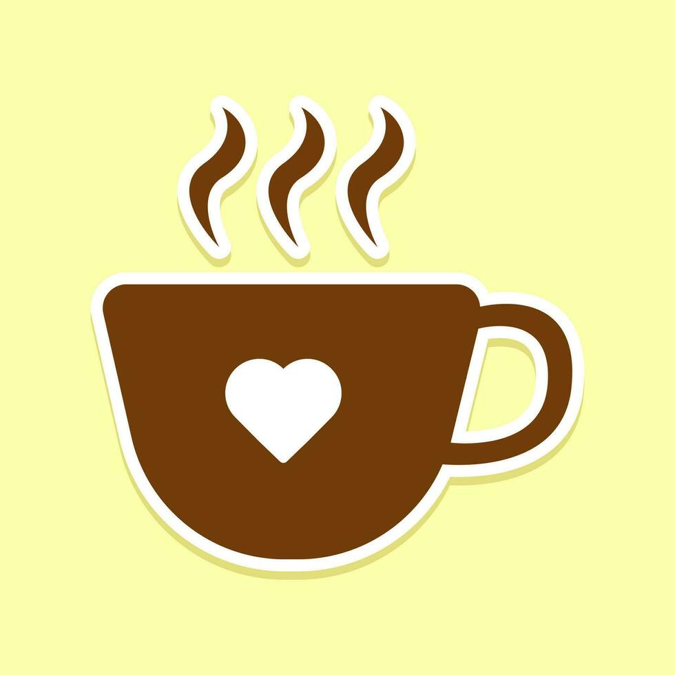 Cup of coffee or tea sticker illustration with love vector