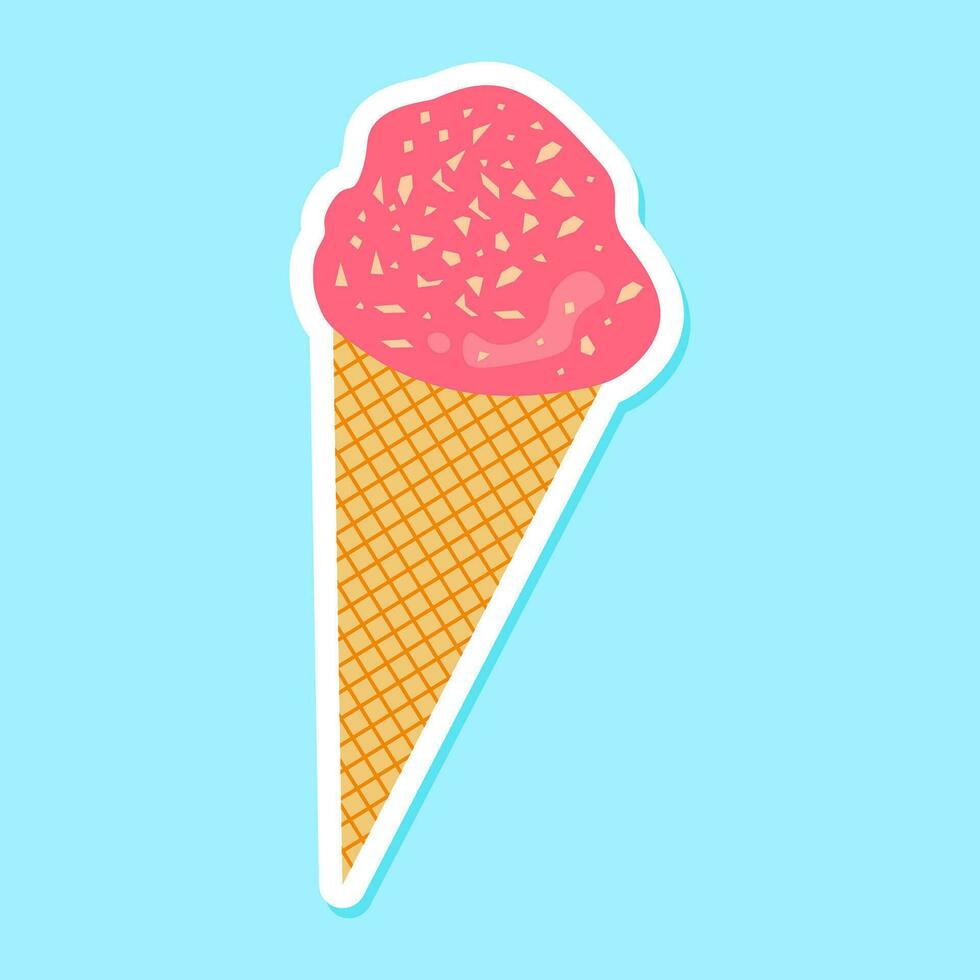 Strawberry ice cream sticker illustration vector