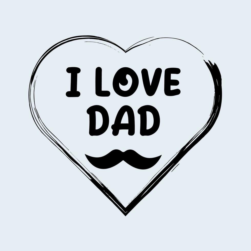 Fathers day with moustache and brush heart vector