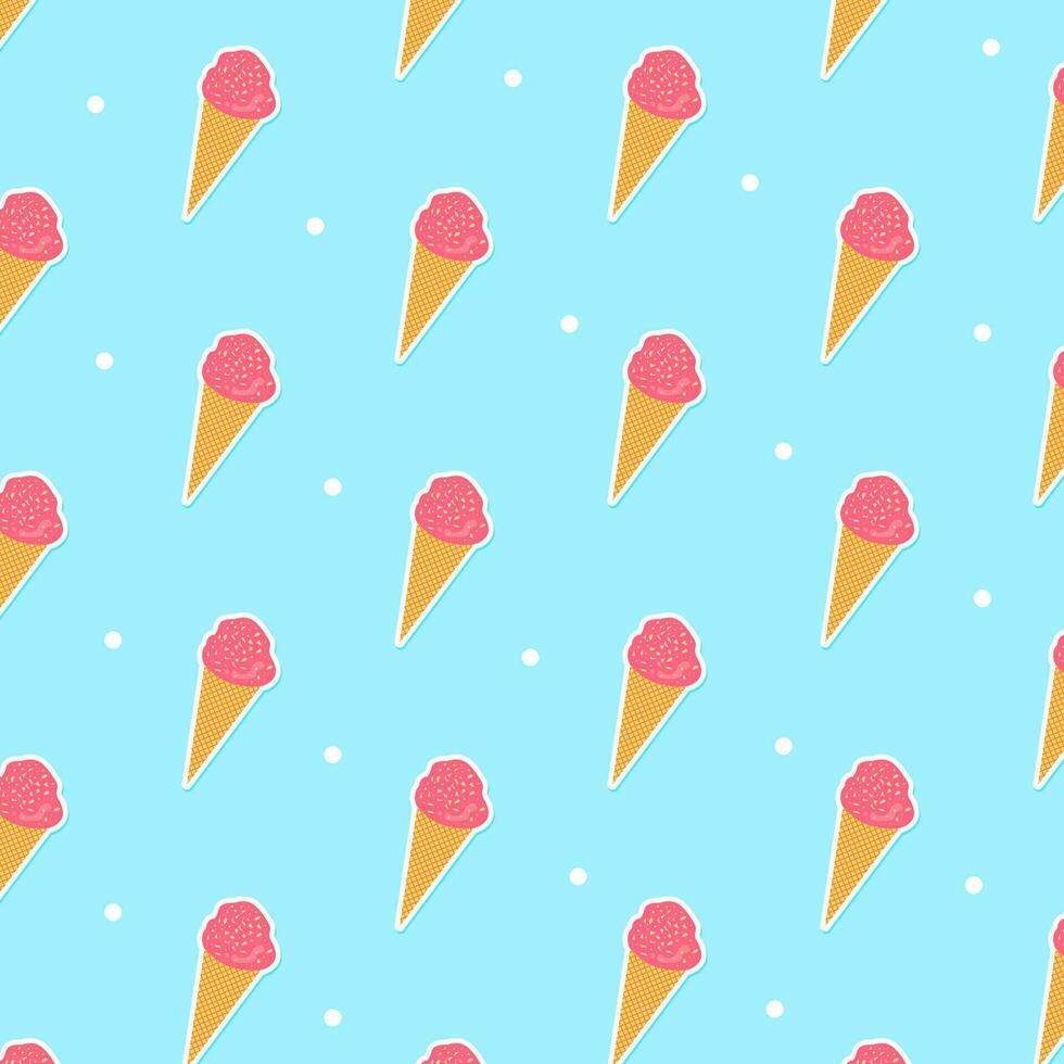 Strawberry ice cream pattern background vector