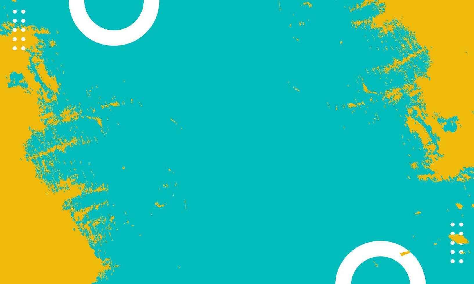 Blue background with geometrical shapes and  yellow ink brush stroke vector