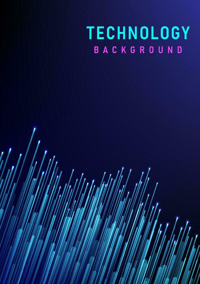 Background technology abstract The blue line has a bright spot on the tip. Dash from the bottom left corner Empty space above for filling letters on a blue and black gradient background. vector