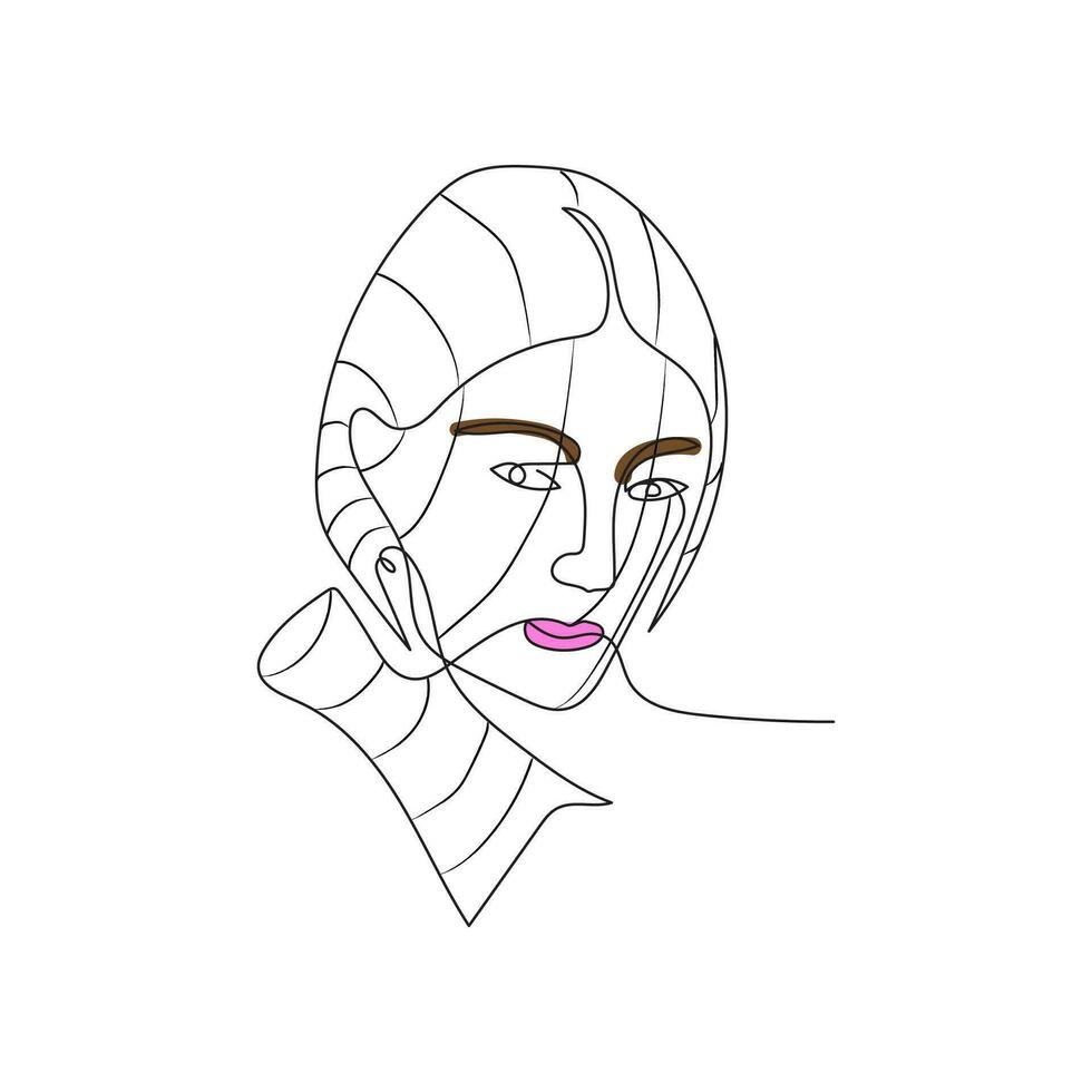 abstract face drawing. hand drawn art brush strokes contemporary portrait woman for wall art , fashion design and your promotion vector