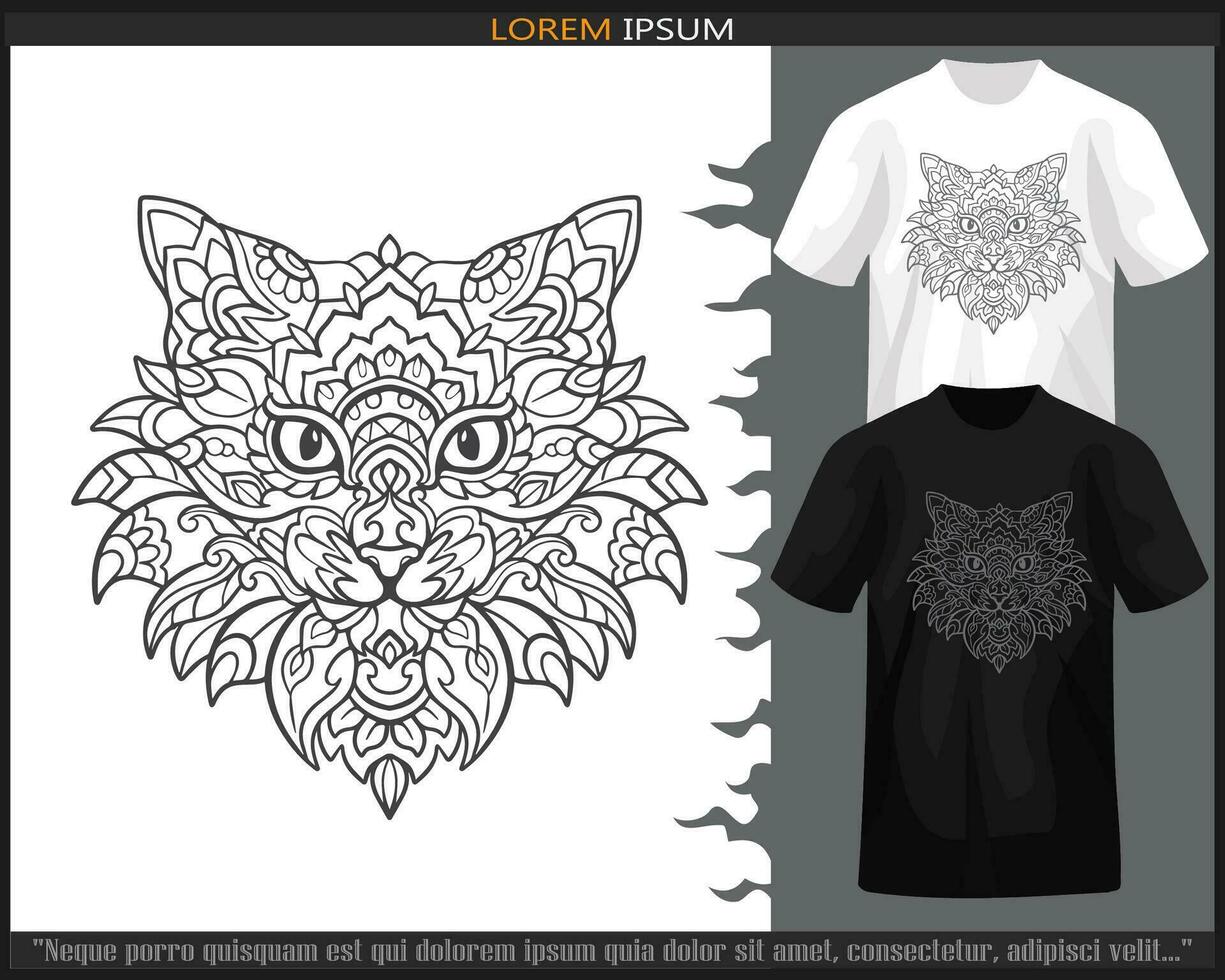 gato cabeza mandala letras. aislado en blanco antecedentes. vector