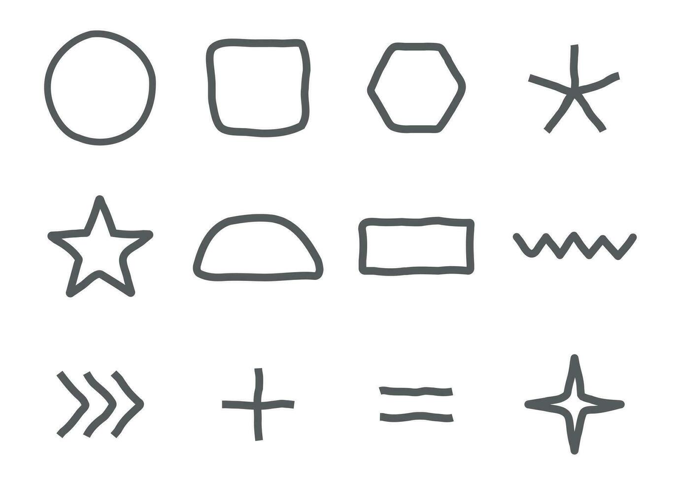 Hand drawn basic geometric shapes icon symbol vector illustration